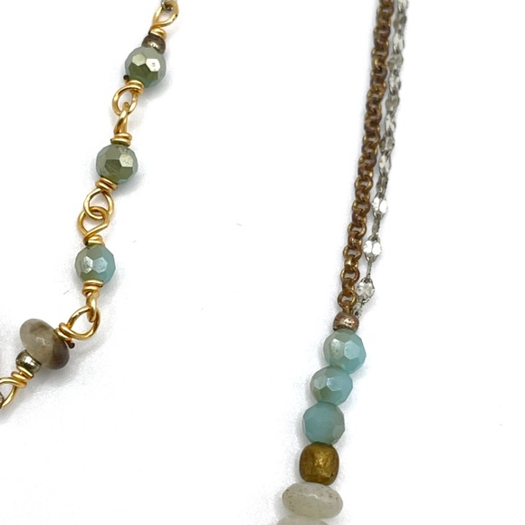 Lucky Brand Gold Tone Faux Turquoise Chain Boho Necklace - Picture 3 of 13